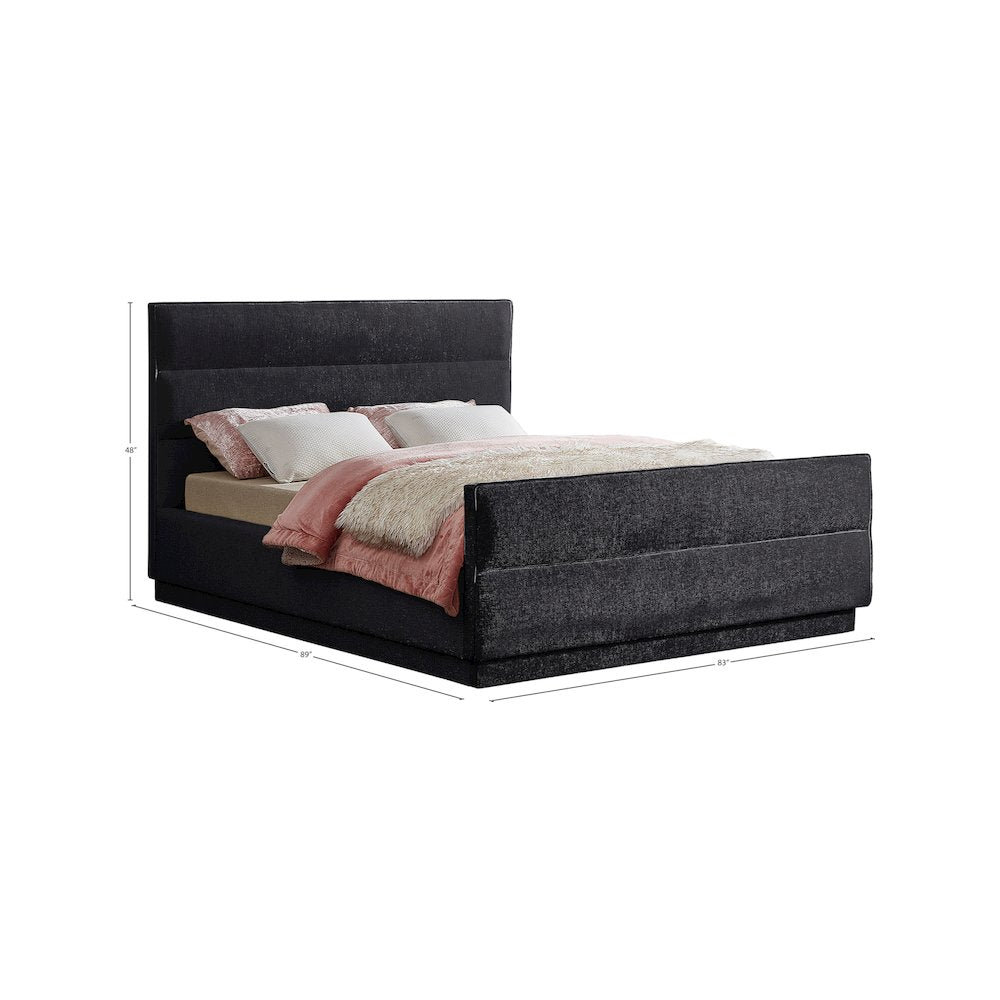 Paxton Black Chenille Fabric King Bed