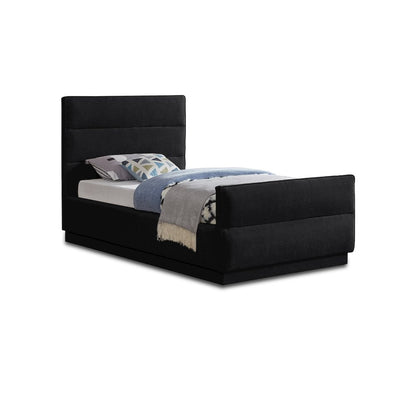 Paxton Black Chenille Fabric Twin Bed
