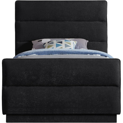Paxton Black Chenille Fabric Twin Bed