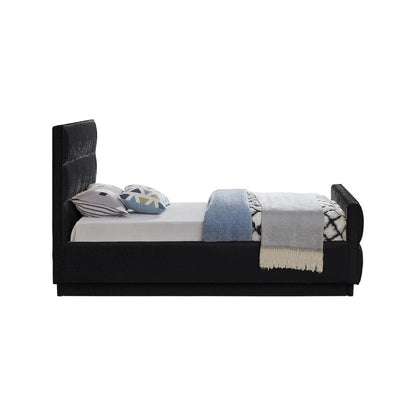 Paxton Black Chenille Fabric Twin Bed