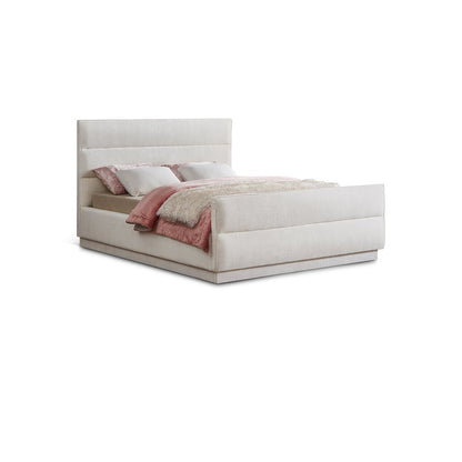 Paxton Cream Chenille Fabric King Bed