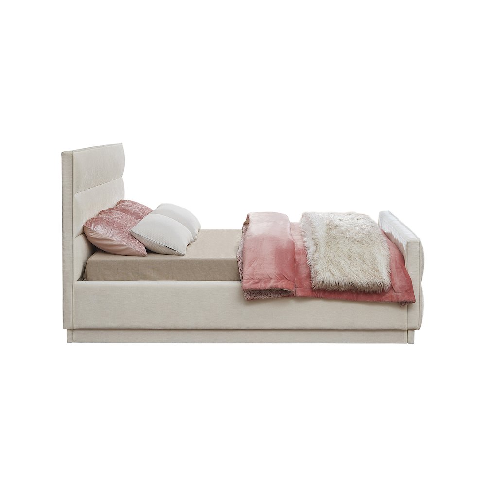 Paxton Cream Chenille Fabric King Bed