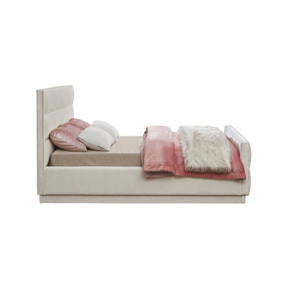 Paxton Cream Chenille Fabric King Bed