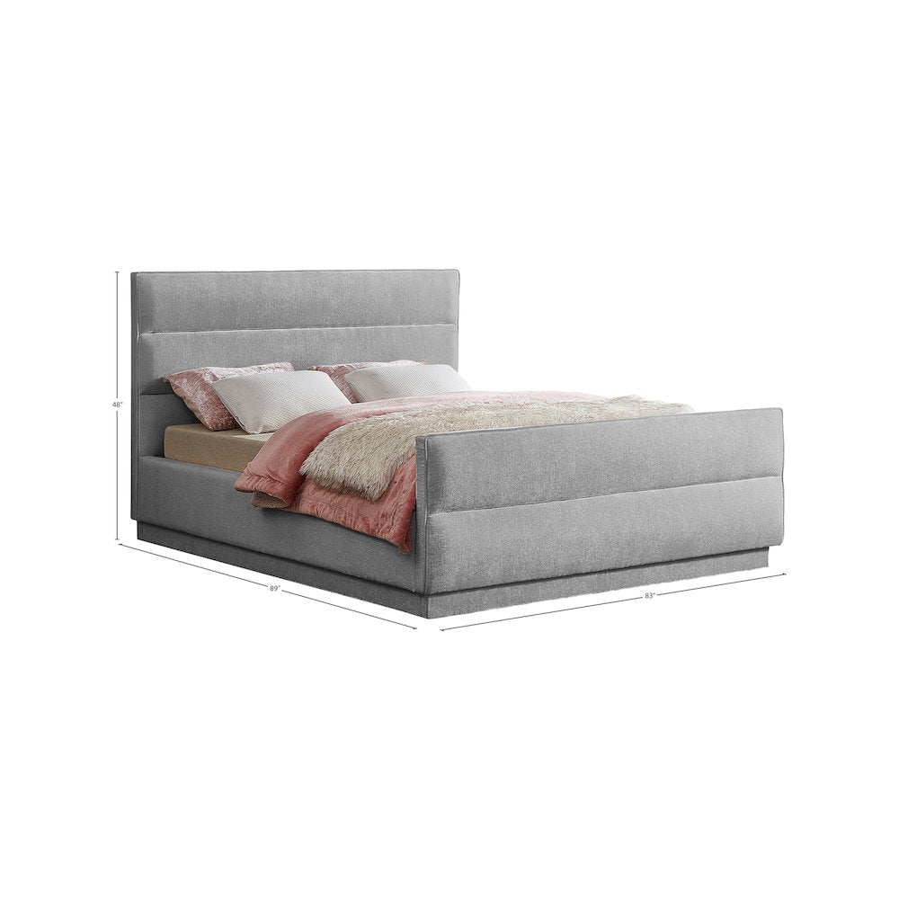Paxton Grey Chenille Fabric King Bed