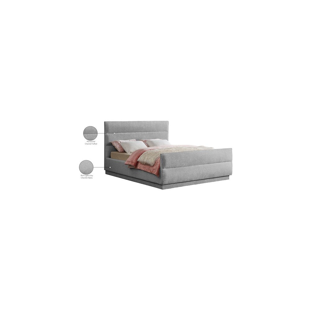 Paxton Grey Chenille Fabric King Bed