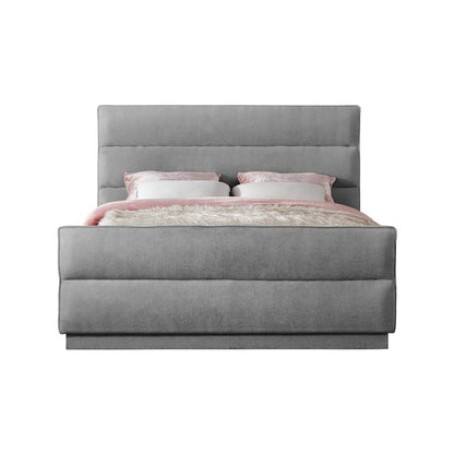 Paxton Grey Chenille Fabric King Bed