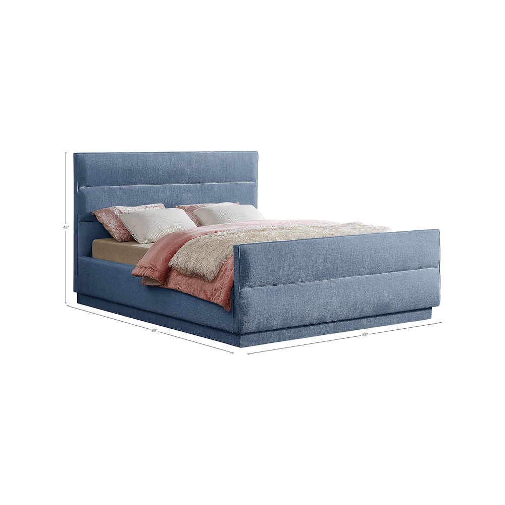 Paxton Light Blue Chenille Fabric King Bed