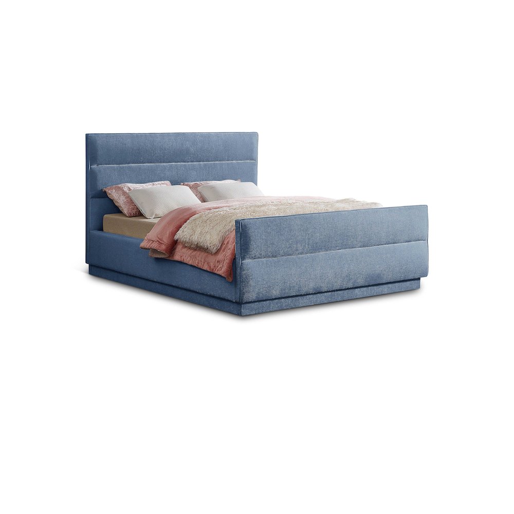 Paxton Light Blue Chenille Fabric King Bed