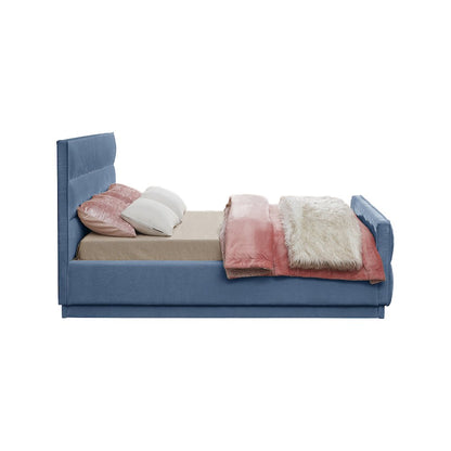 Paxton Light Blue Chenille Fabric King Bed
