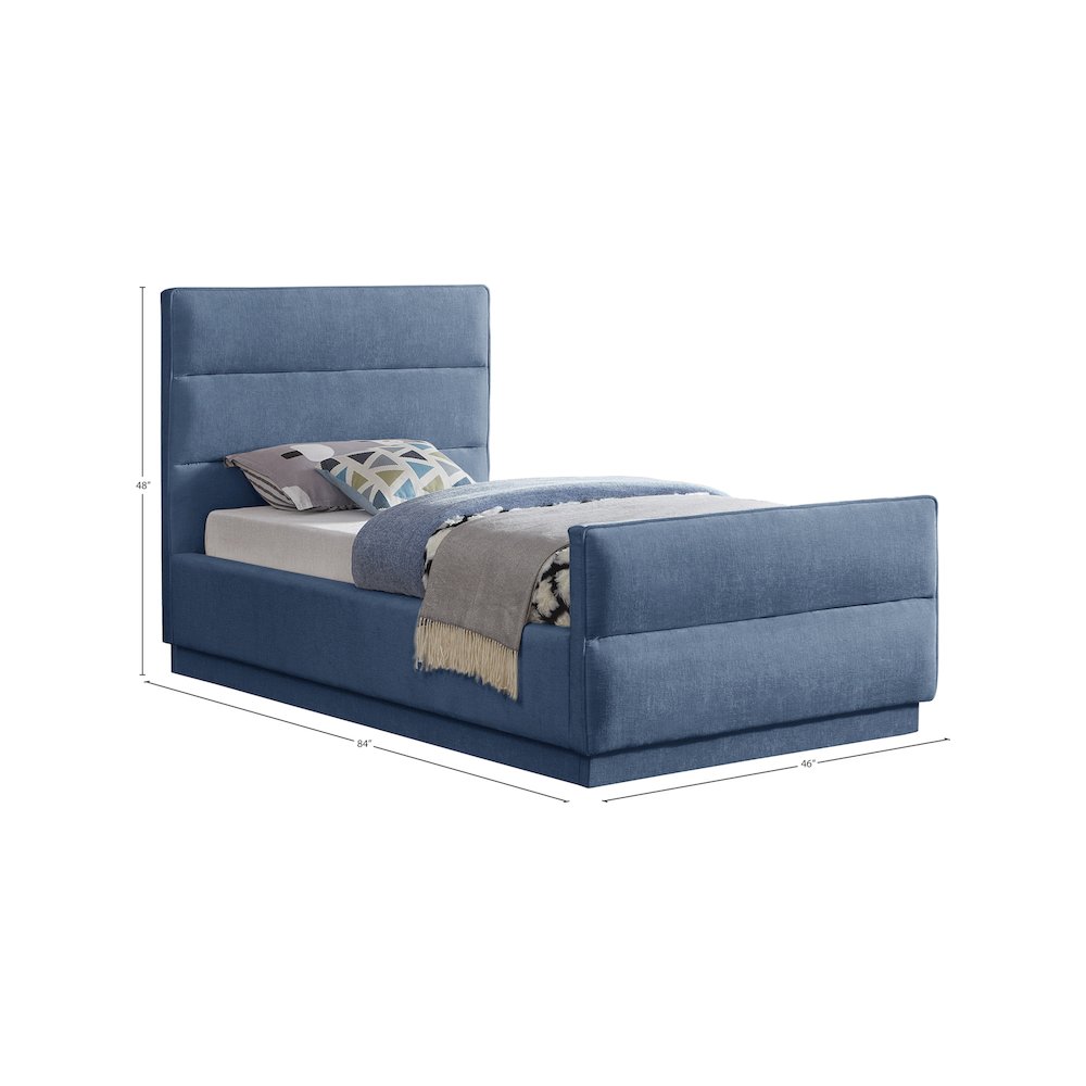 Paxton Light Blue Chenille Fabric Twin Bed