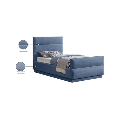 Paxton Light Blue Chenille Fabric Twin Bed