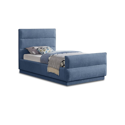 Paxton Light Blue Chenille Fabric Twin Bed