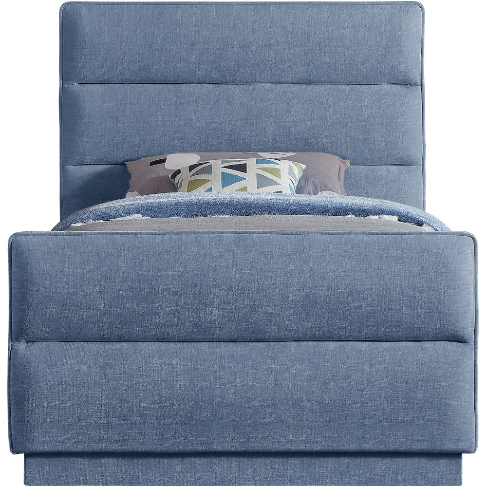 Paxton Light Blue Chenille Fabric Twin Bed