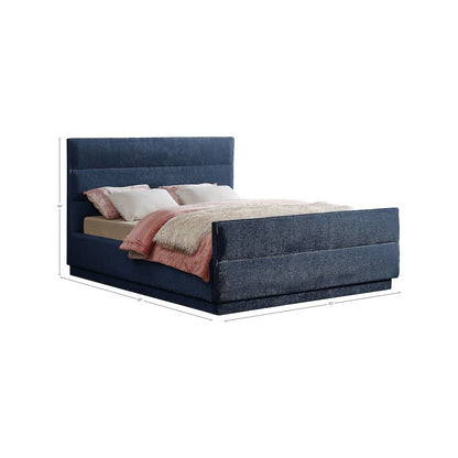 Paxton Navy Chenille Fabric King Bed