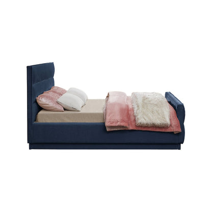 Paxton Navy Chenille Fabric King Bed