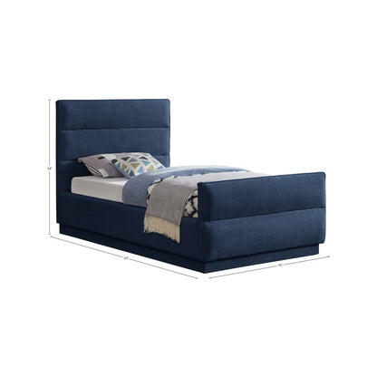 Paxton Navy Chenille Fabric Twin Bed