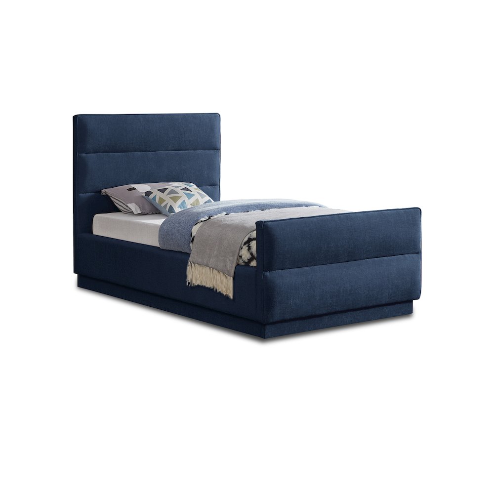 Paxton Navy Chenille Fabric Twin Bed