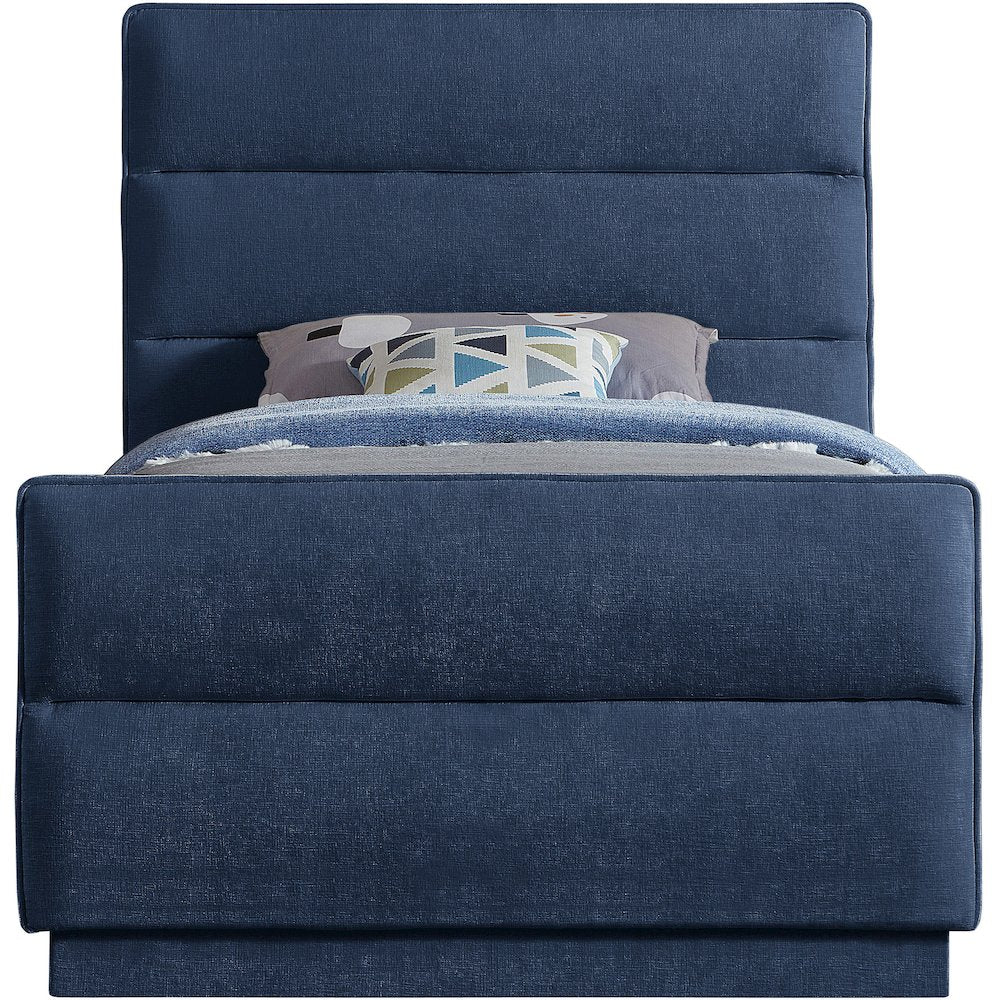Paxton Navy Chenille Fabric Twin Bed