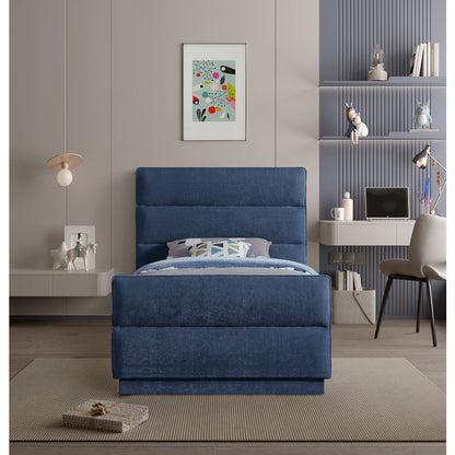 Paxton Navy Chenille Fabric Twin Bed