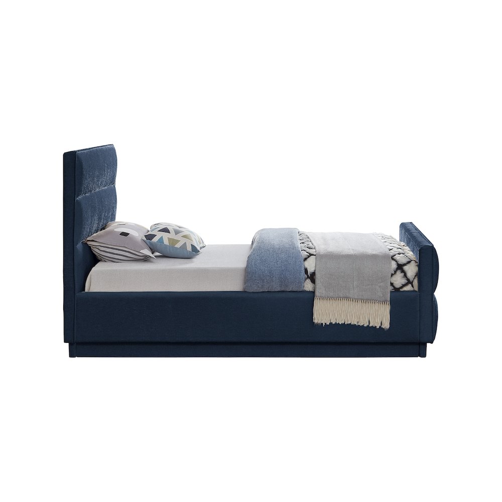 Paxton Navy Chenille Fabric Twin Bed