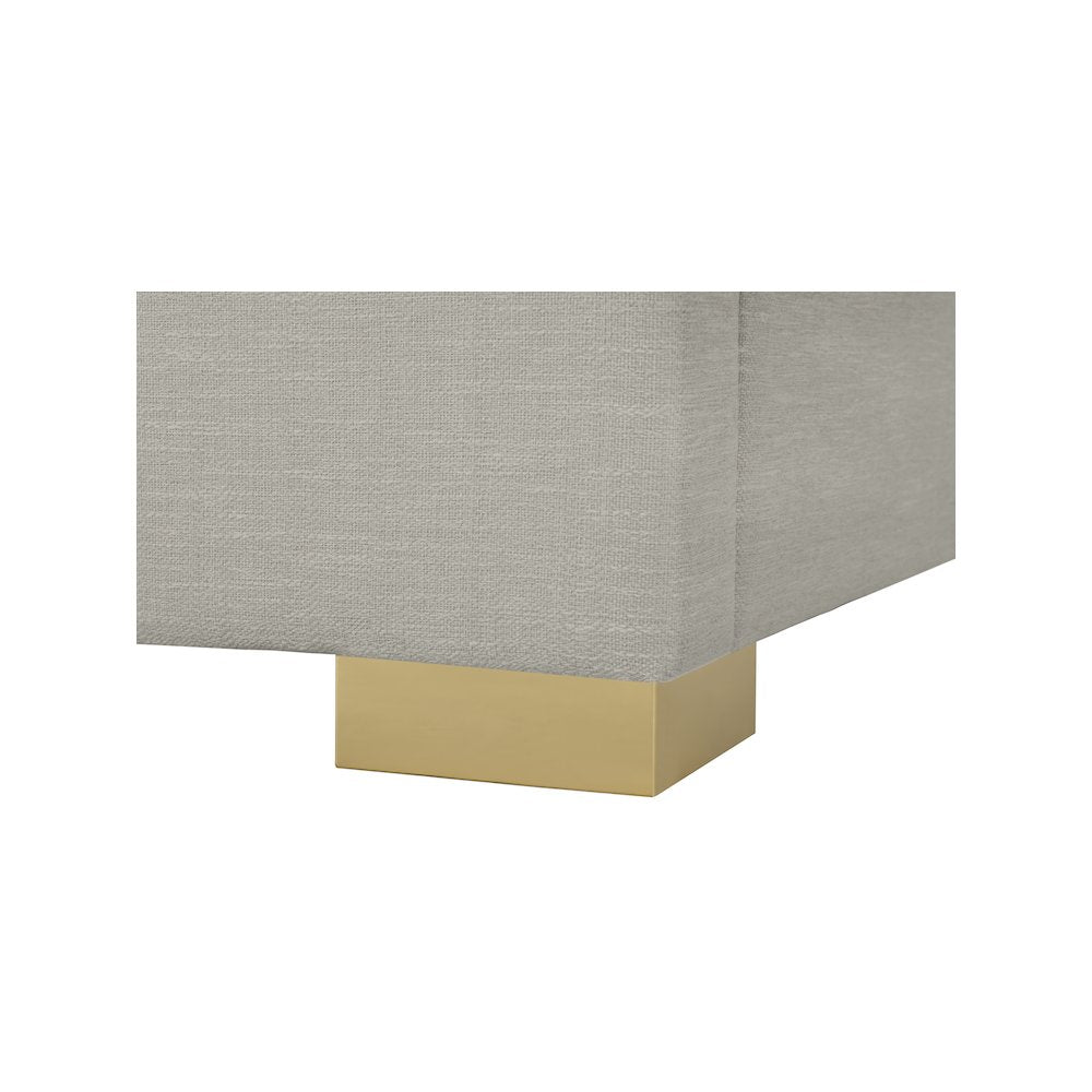 Pierce Beige Linen Textured Fabric King Bed