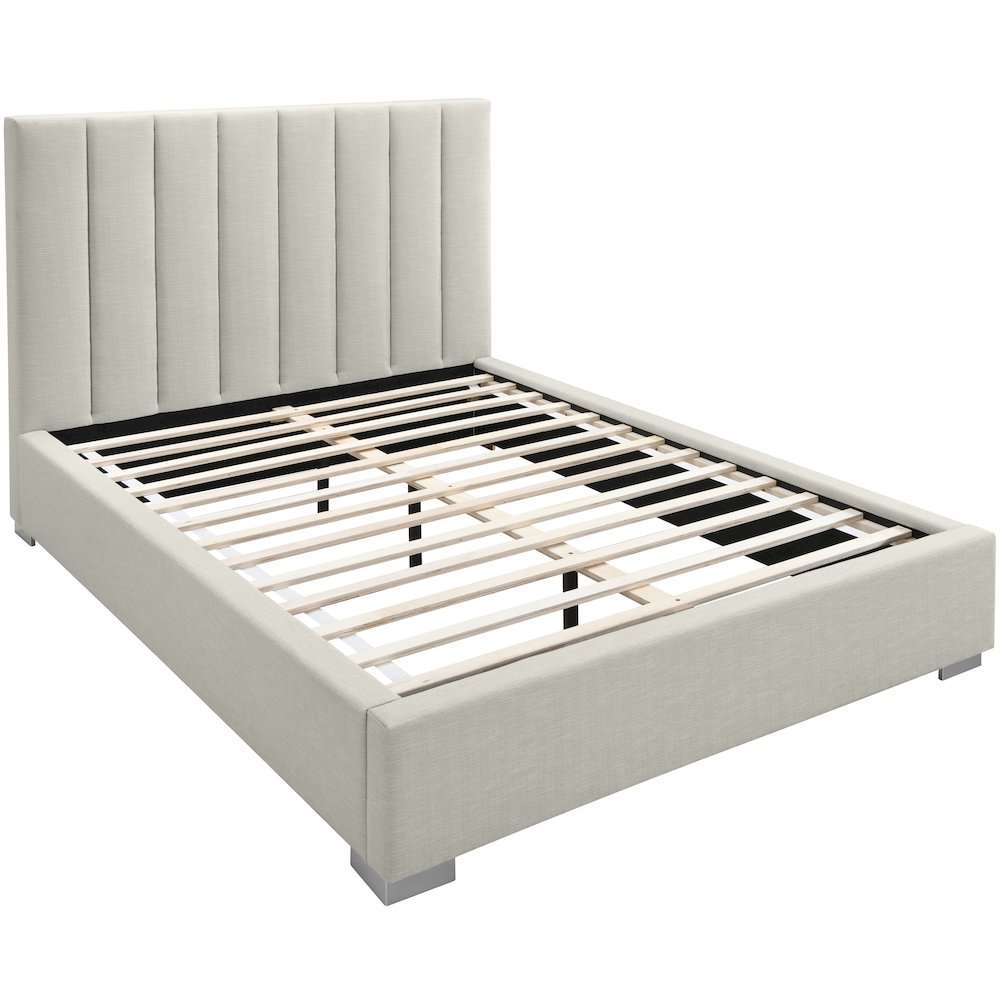 Pierce Beige Linen Textured Fabric King Bed
