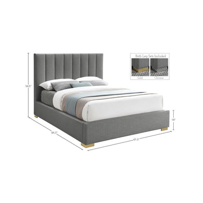 Pierce Grey Linen Textured Fabric Full Bed