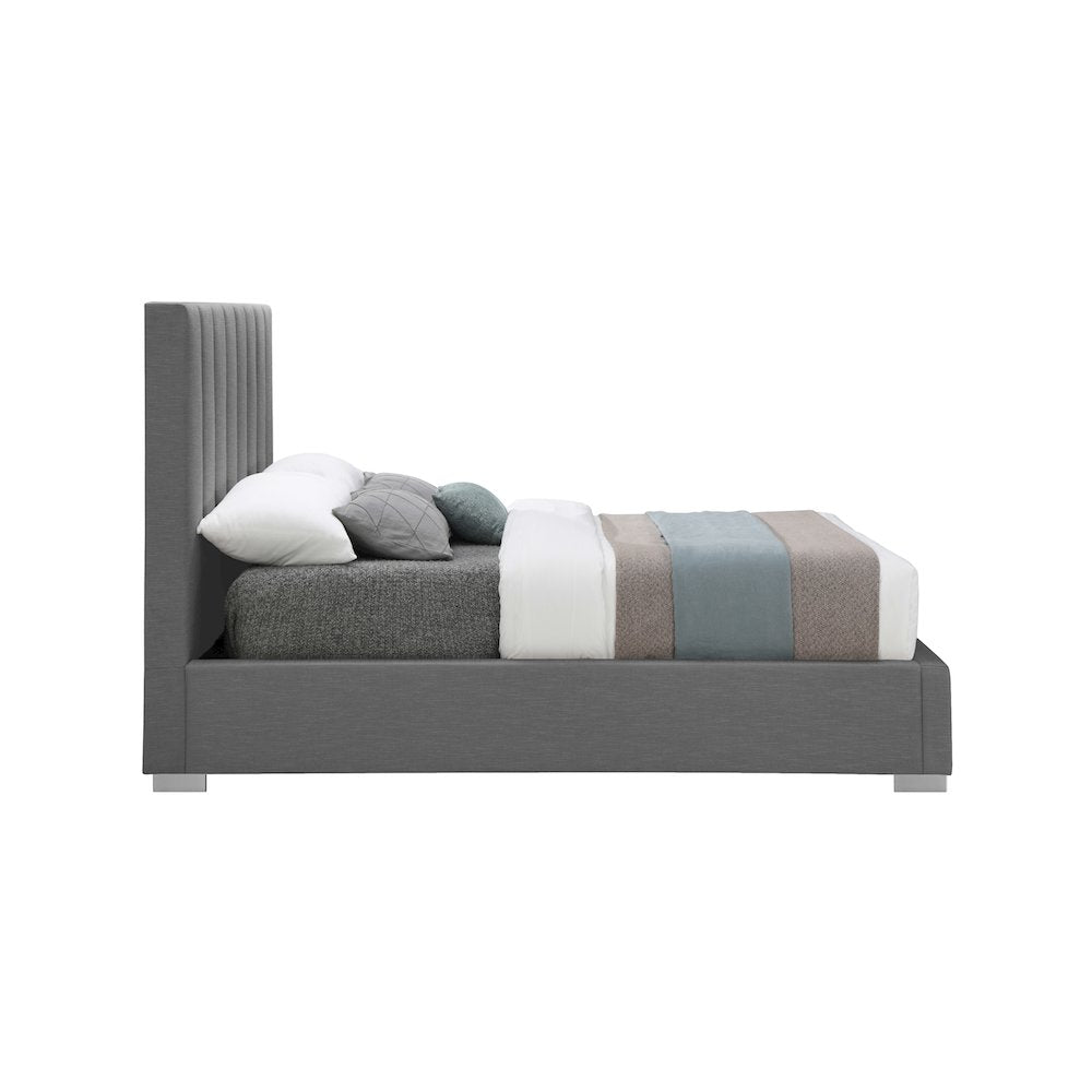 Pierce Grey Linen Textured Fabric Full Bed