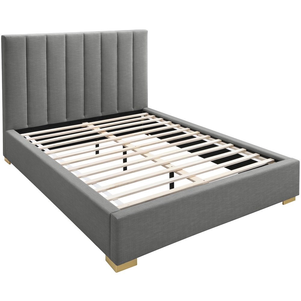 Pierce Grey Linen Textured Fabric Full Bed