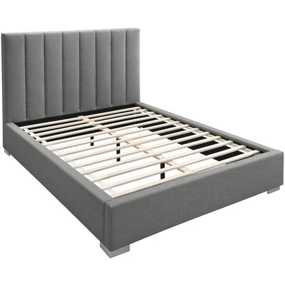 Pierce Grey Linen Textured Fabric Full Bed