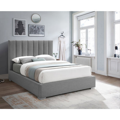 Pierce Grey Linen Textured Fabric Full Bed