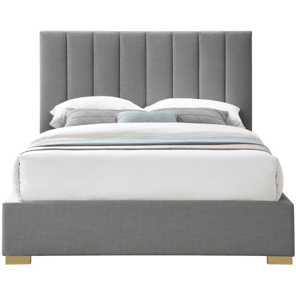 Pierce Grey Linen Textured Fabric Full Bed