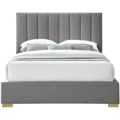 Pierce Grey Linen Textured Fabric Full Bed