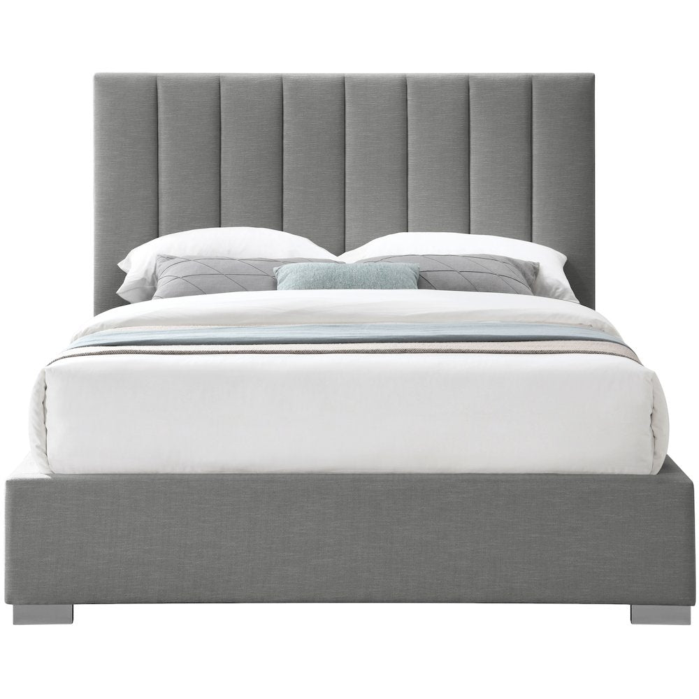 Pierce Grey Linen Textured Fabric Full Bed