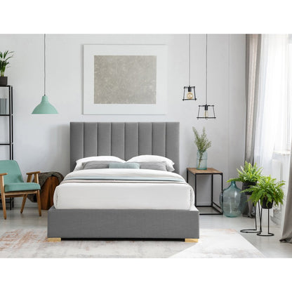 Pierce Grey Linen Textured Fabric Full Bed