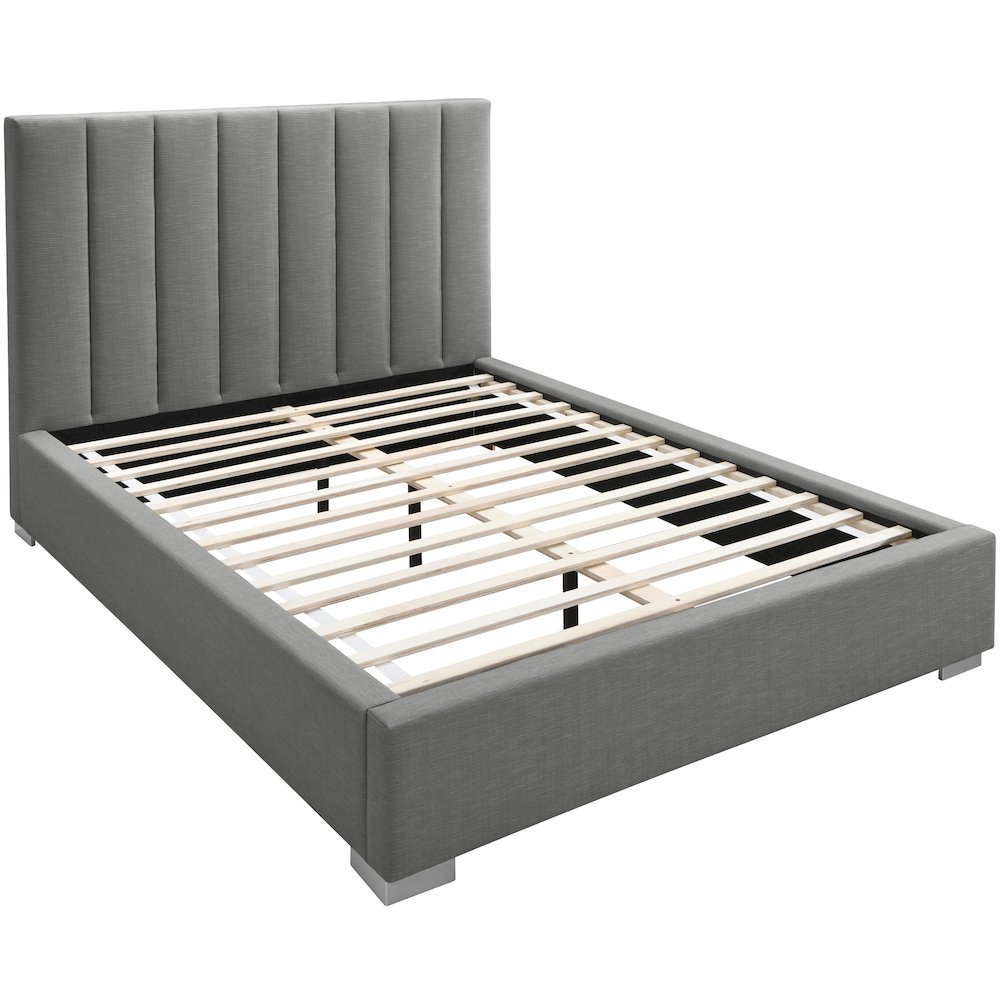 Pierce Grey Linen Textured Fabric King Bed
