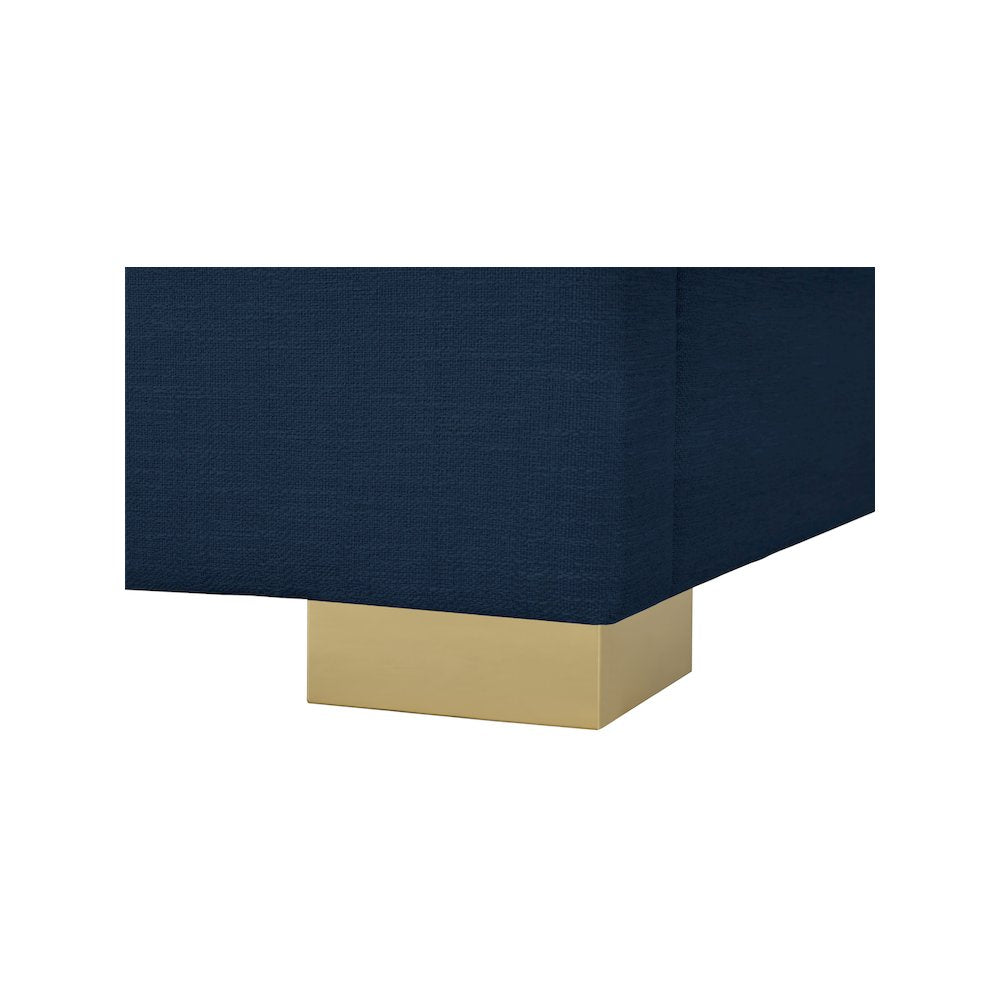 Pierce Navy Linen Textured Fabric Queen Bed