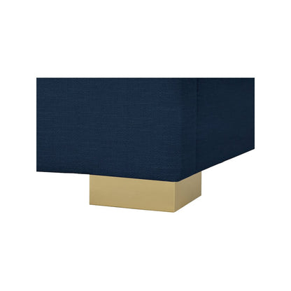 Pierce Navy Linen Textured Fabric Queen Bed