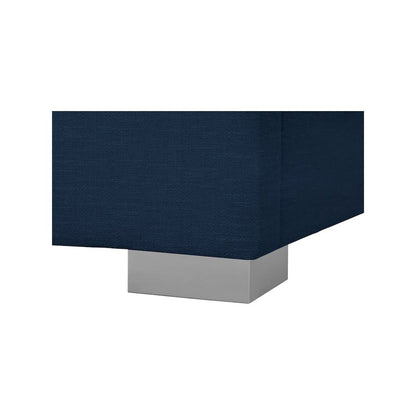 Pierce Navy Linen Textured Fabric Queen Bed