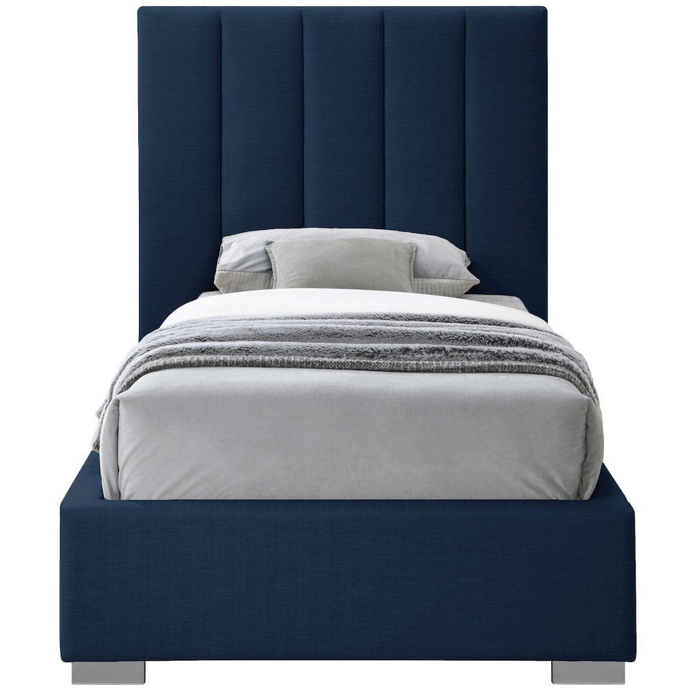 Pierce Navy Linen Textured Fabric Twin Bed