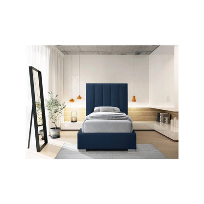 Pierce Navy Linen Textured Fabric Twin Bed