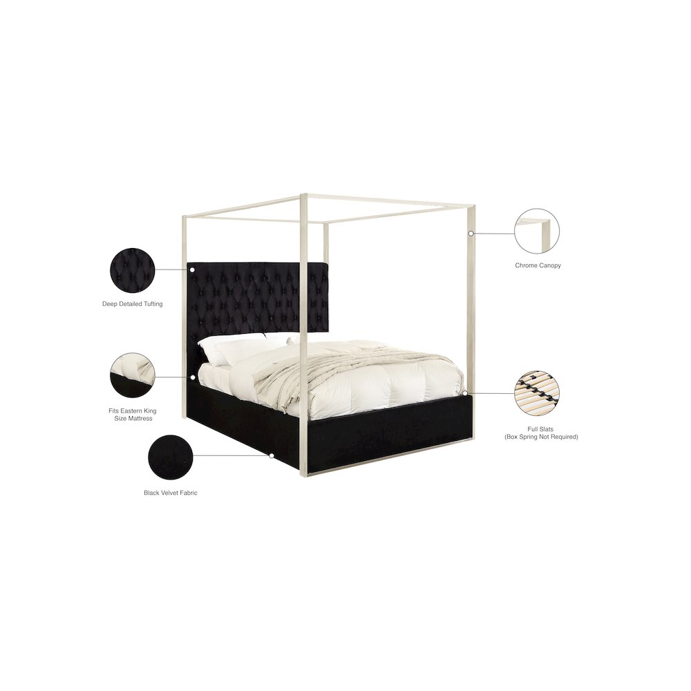 Porter Black Velvet King Bed
