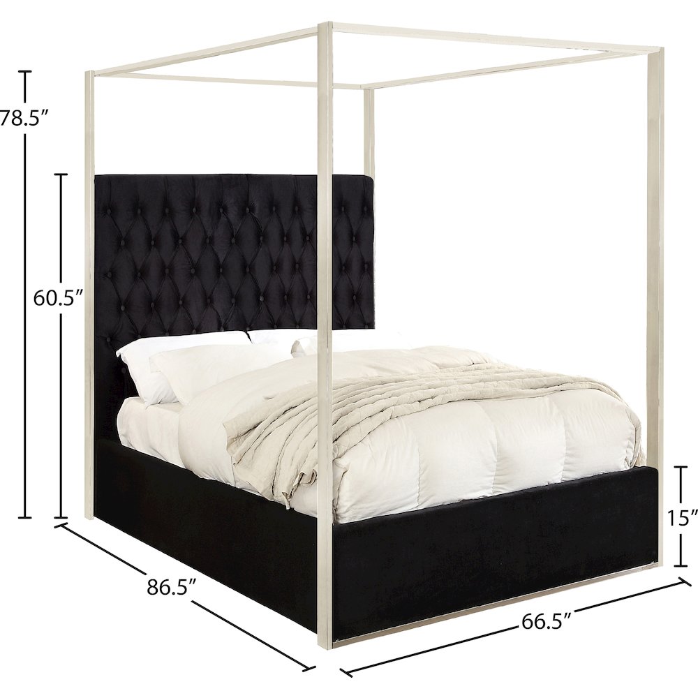 Porter Black Velvet Queen Bed