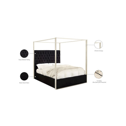 Porter Black Velvet Queen Bed