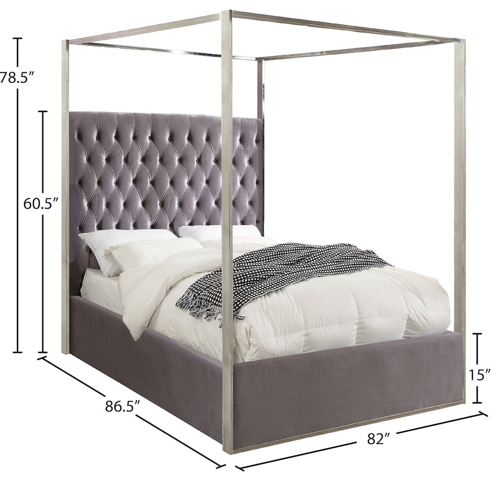 Porter Grey Velvet King Bed