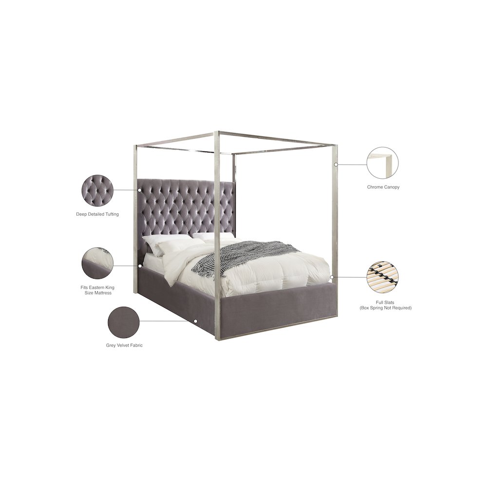Porter Grey Velvet King Bed