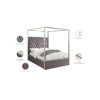 Porter Grey Velvet King Bed