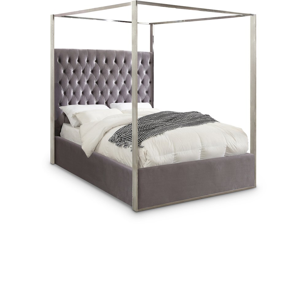 Porter Grey Velvet King Bed