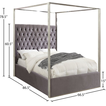 Porter Grey Velvet Queen Bed
