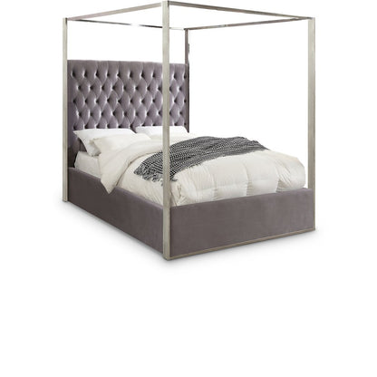 Porter Grey Velvet Queen Bed